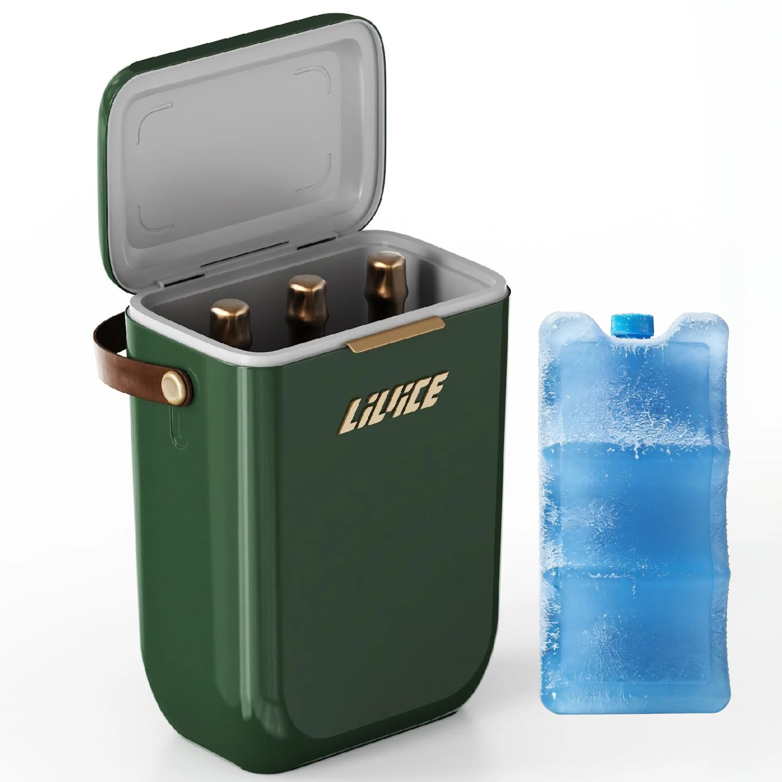 12qt insulated cooler with ice block, portable hard cooler small ice chest for camping picnic, 4 wine bottle carrier great gift for wine lovers