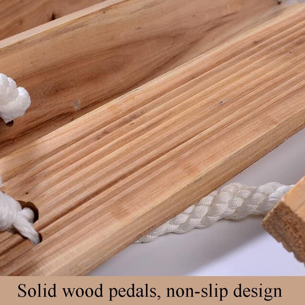 Escalera De Cuerda De Madera Maciza, Escalera De Fuego De Madera, Pedal Macizo, Cuerda Fuerte, Escalera De Escape Plegable Antideslizante Con Gancho, Ventana, Balcón,10m
