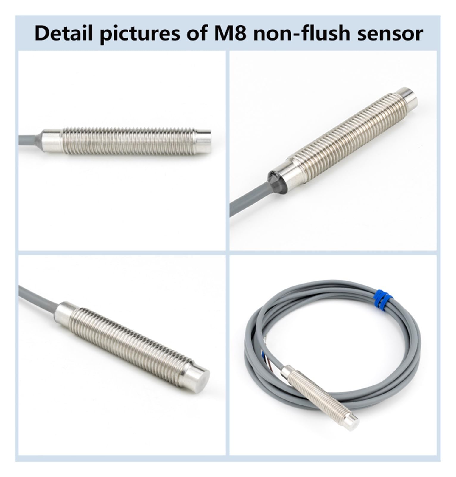 Sensor de proximidad de Superficie metálica M8, Interruptor de Nivel de Agua Capacitivo cilíndrico con Salida NPN y PNP for detección de Metales(M8 Flush PNP NO-Sn:1mm)