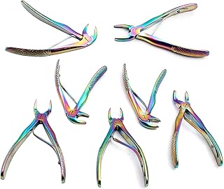PRECISE CANADA: Pedo/Child Extraction Forceps Dental Instrument Set, 7 Pieces, German Grade Stainless Steel Rainbow
