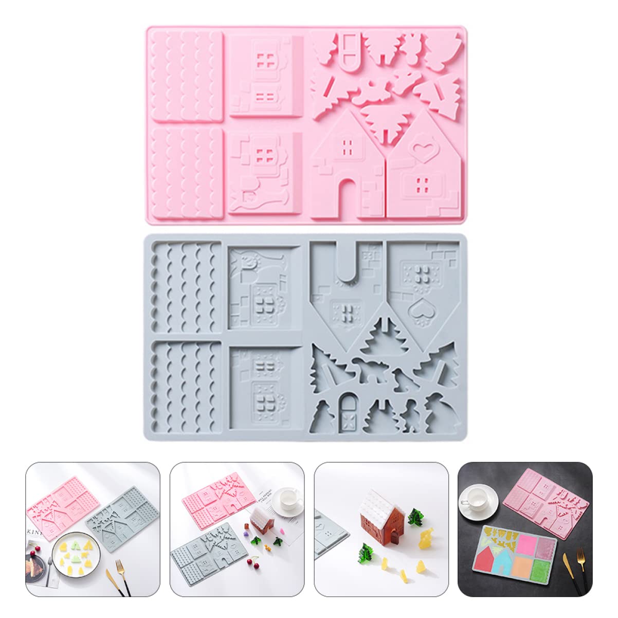 Ciieeo 3 Juegos Herramientas para Hornear Pasteles Xmas Cortadores De Galletas Pan De Jengibre Moldes para Magdalenas Cesta Molde para Hacer Comida Material De Bricolaje Blue 2 Piezas * 3