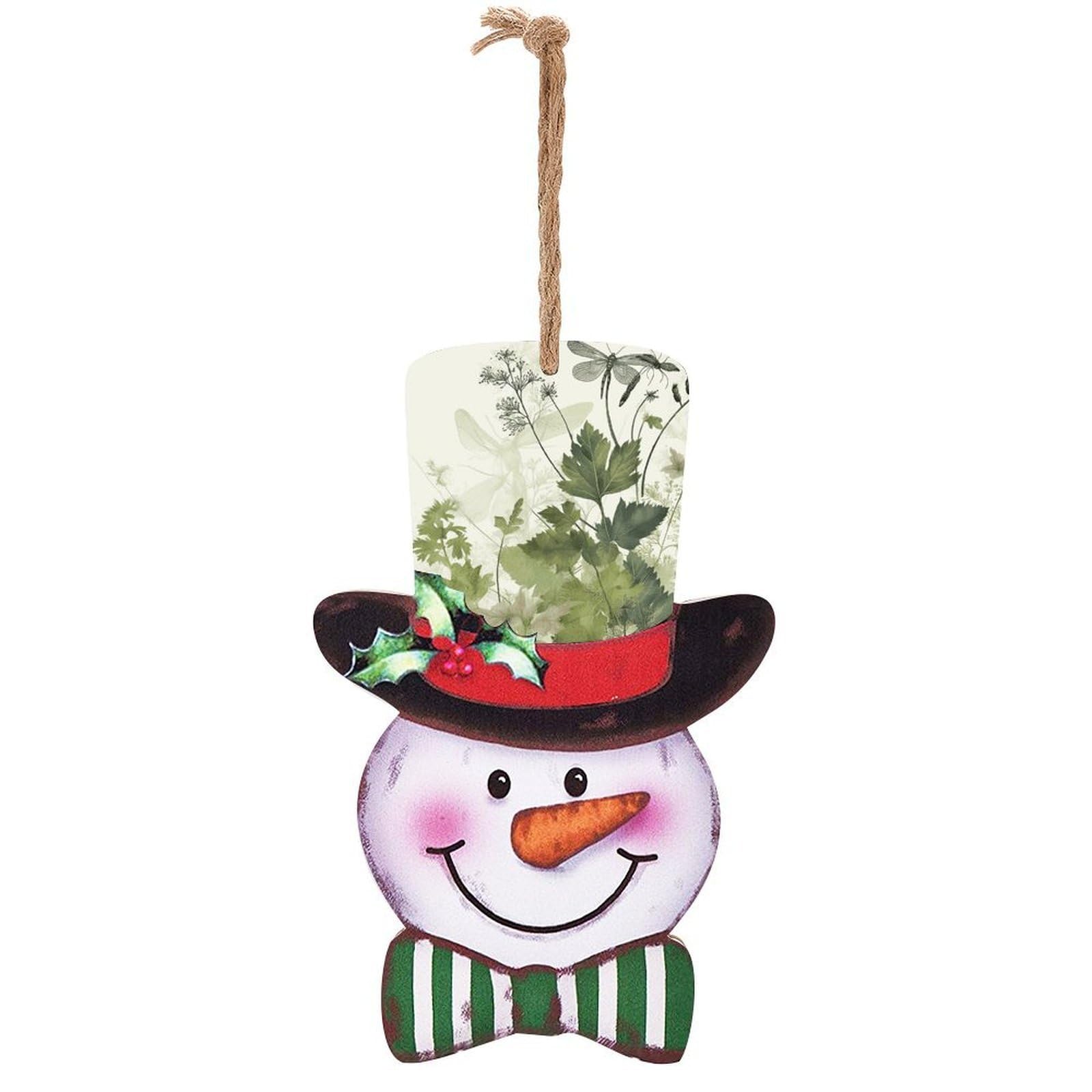 Foliage And Herbs with Dragonflies Winged Snowman Decor Christmas Snowmans Hanging Decors Wooden Exquisite Holiday Decoration Sign for Home Window Wall Farmhouse Indoor Outdoo
