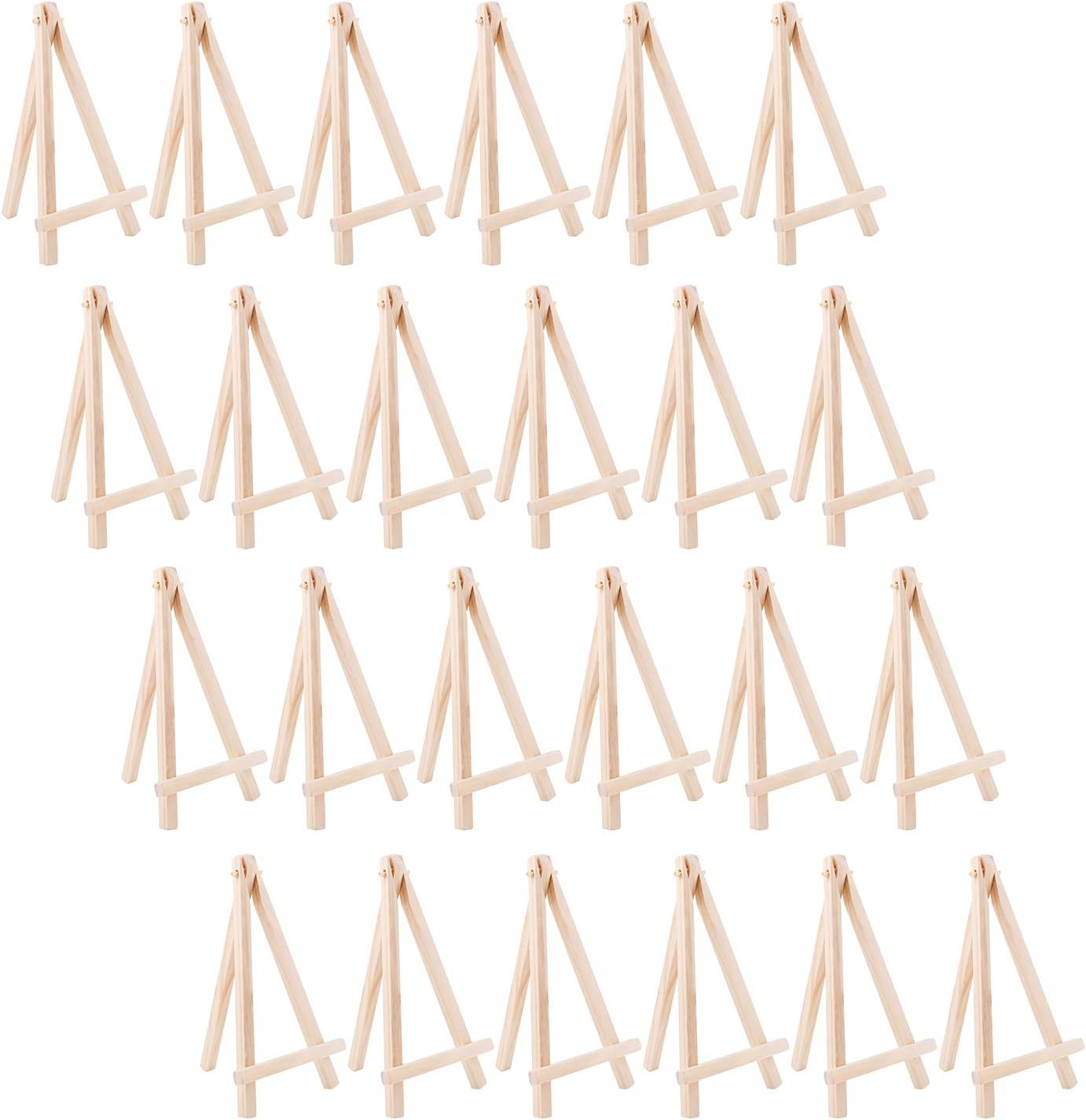 Tosnail 24 Pack 6" Small Art Easel Stand Tabletop Mini Wooden Display Stand Photo Holder Display Stand for Artist, Students, Adults, Kids Painting