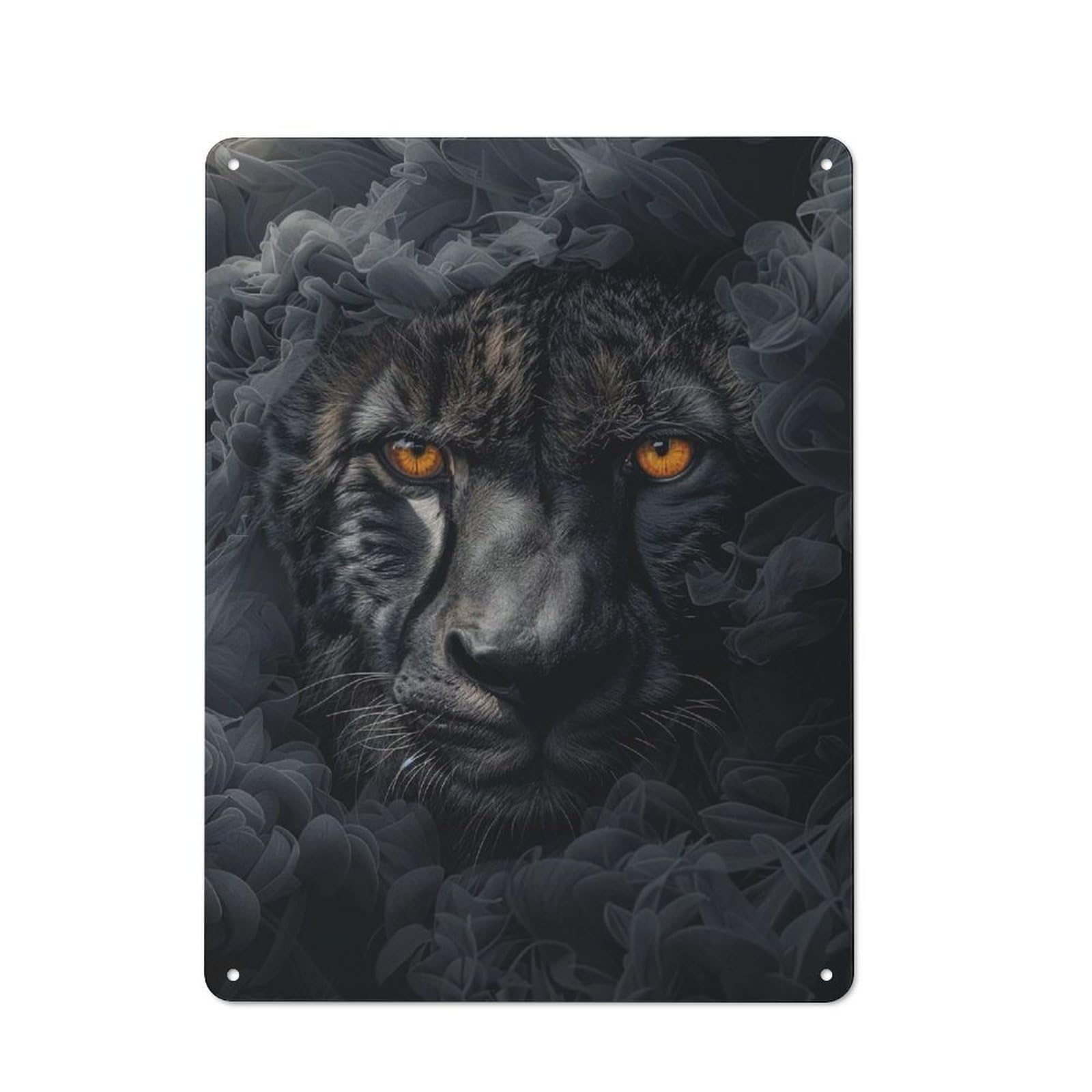 Junmoney Cheetah In Black Smoke Vintage Tin Sign 40X30cm With For Man Cave Or Games Room, For Games Room Collectors