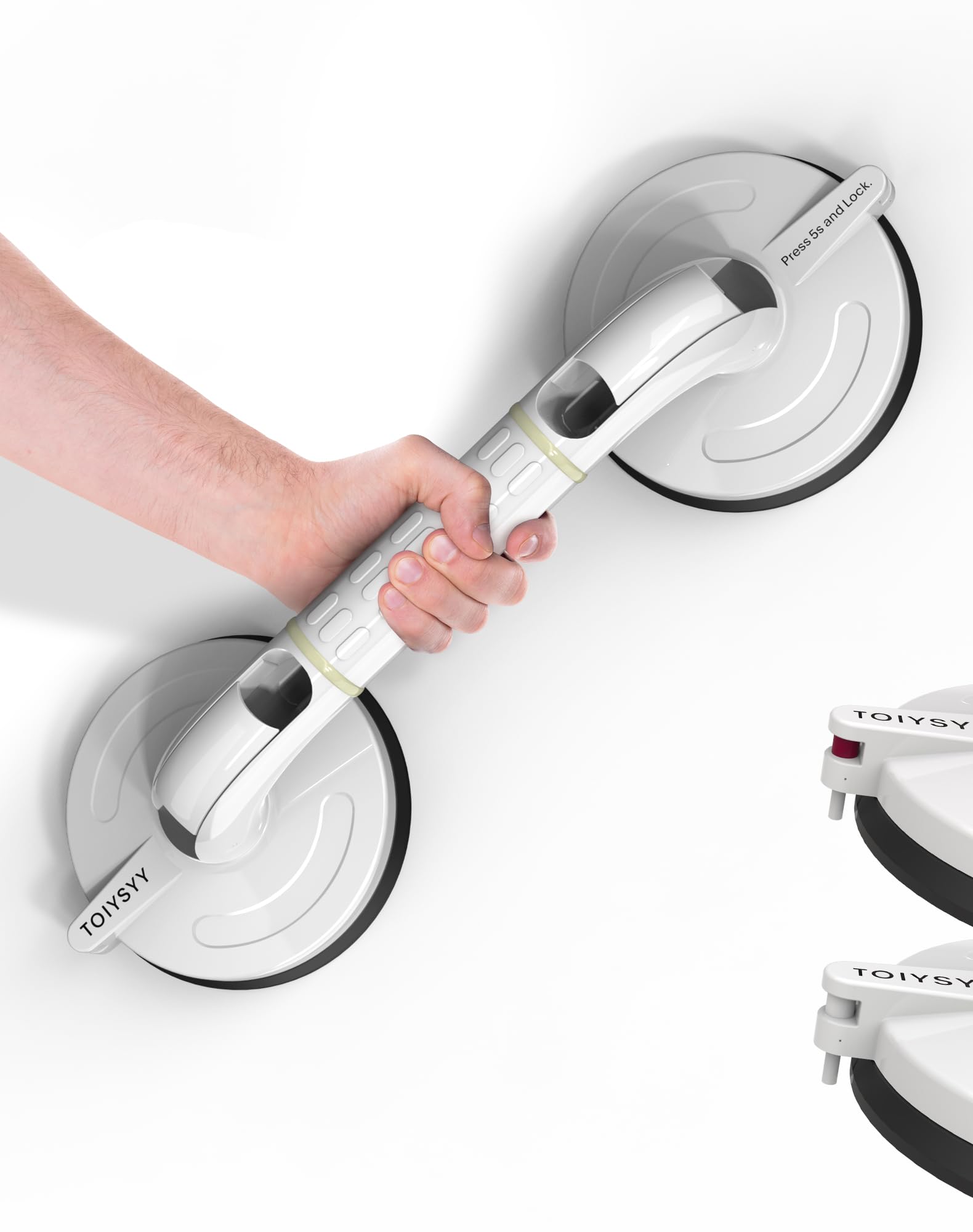 – Suction Grab Rails for Bathroom,38CM Hand Rails for Elderly,at Least Hold 120KG Shower Grab Bar, Suction Shower Handle with Indicator, Non-Slip Handle