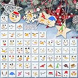 60 Pieces Stencils for Painting on Wood Small Reusable Stencil Flower Animal Deer Bear Butterfly Bird Bee Mountain Themed DIY Craft Template Paint Stencils for Wall Home Decor(Snowman Face)