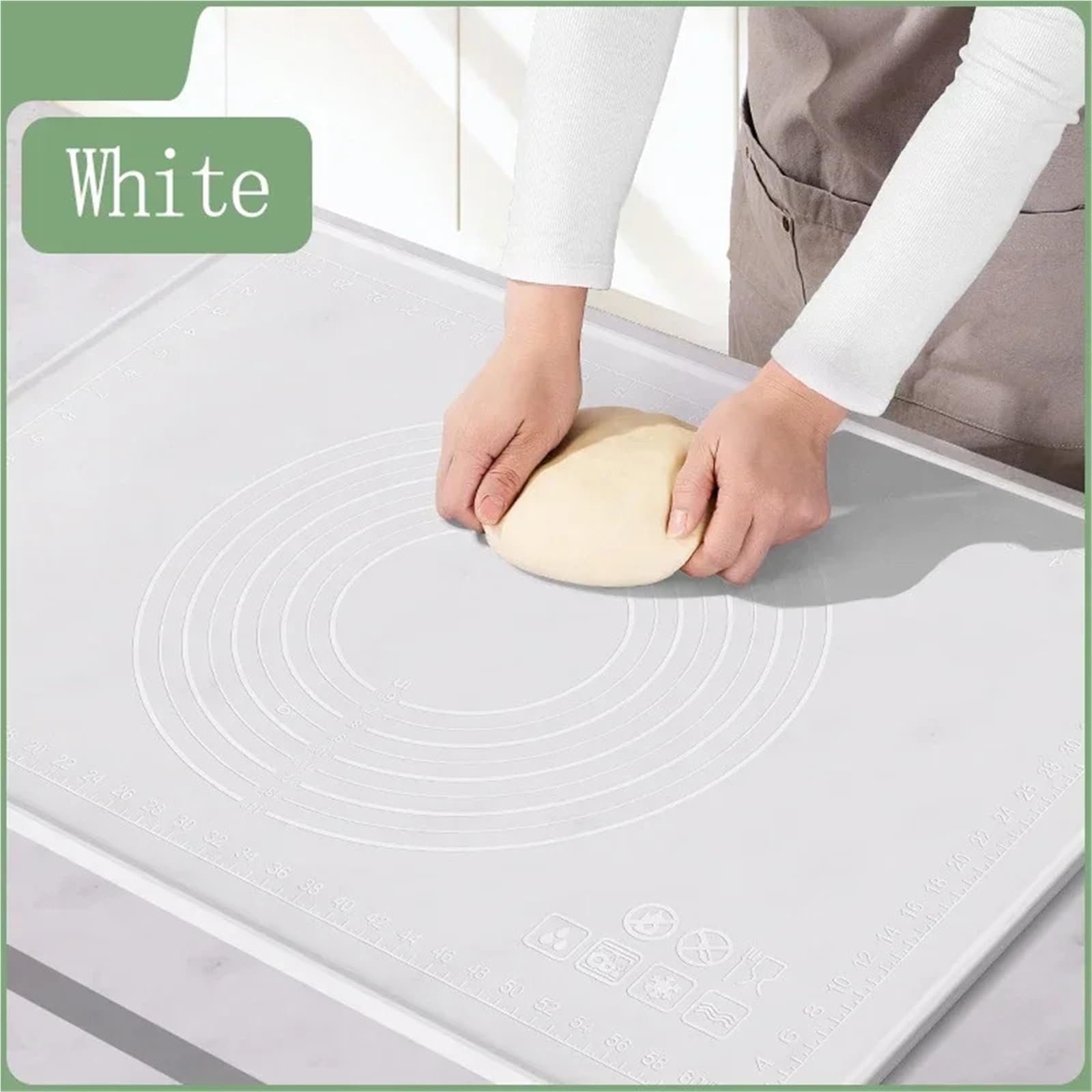 Esterilla de silicona for repostería, grande, antiadherente, for amasar y hornear pan para Pastelería, Repostería(White,60x80)