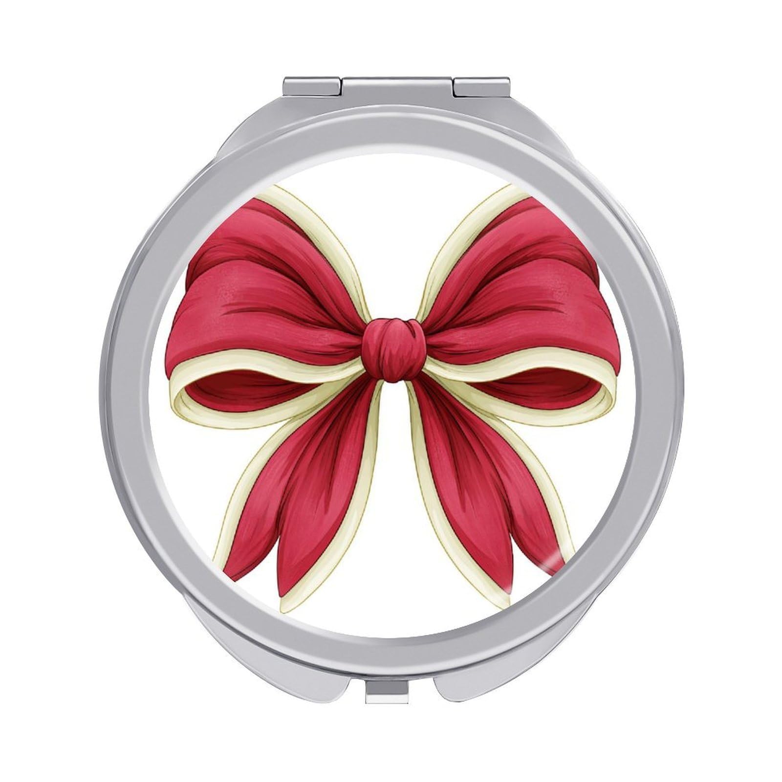 Jubonexis Big Red Bow with Ivory Trim Women Pocket Mirrors, Girls Small Portable Travel Makeup Mini Mirror