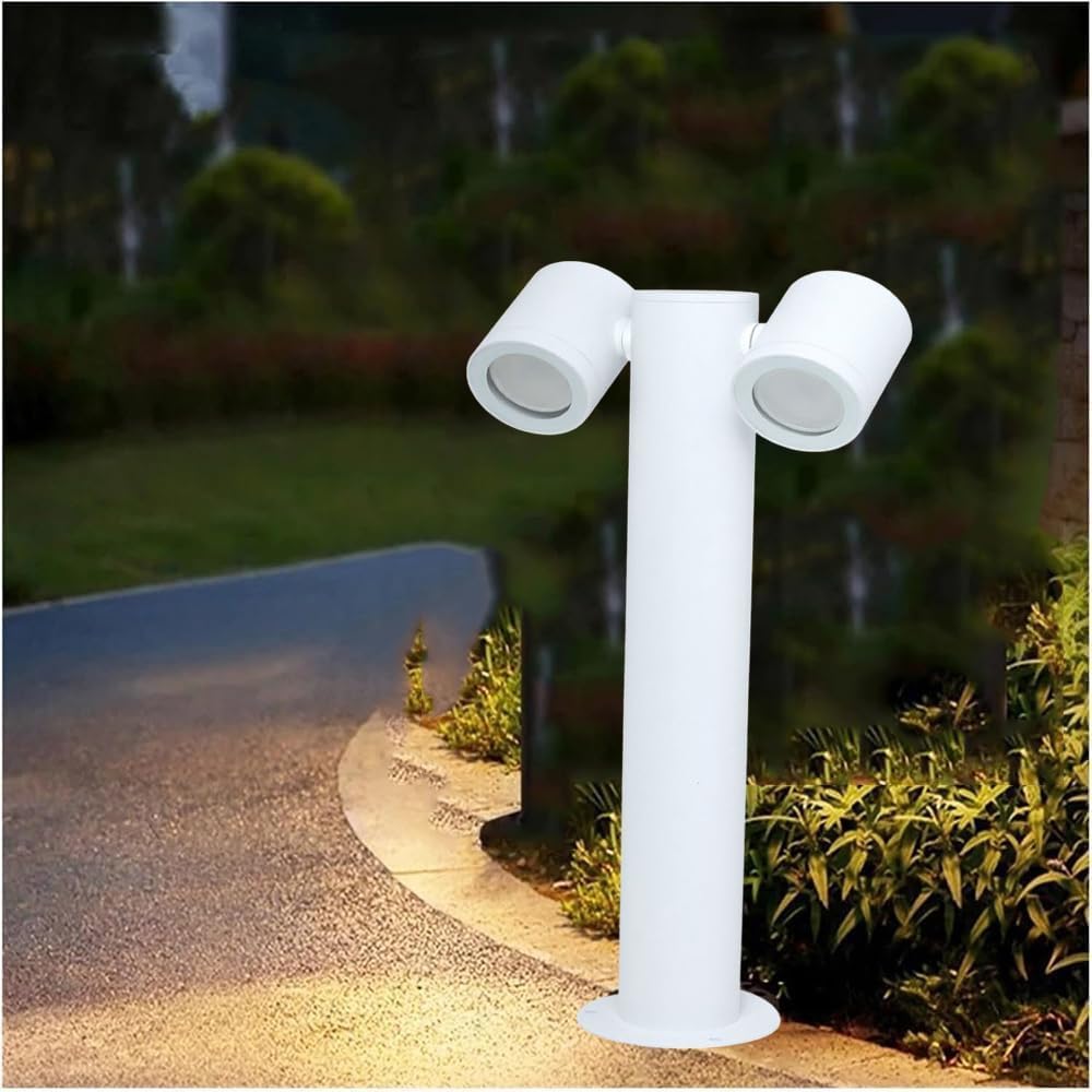 Lampione da Giardino GU10 IP44 440mm, Palo Luce da Esterno Moderno in Alluminio, Attacco GU10, Lampada da Terra per Vialetti, Giardino, Cortile – Senza Lampadina 539PB-B440 (Bianco)