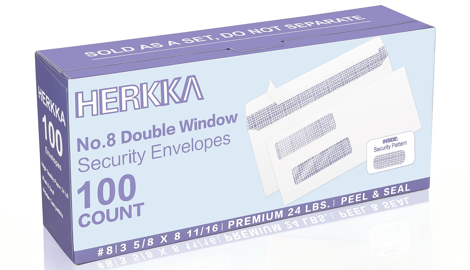 Photo 1 of #8 Double Window Security Check Envelopes, No.8 Double Window Bussiness Envelopes Designed for QuickBooks Checks - Computer Printed Checks - 3 5/8 X 8 11/16 (NOT for INVOICES) - 24 LB - 100 PACK