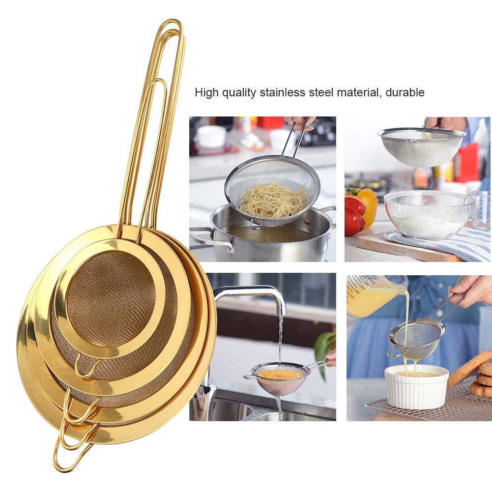 Tamis ? Mailles Fines 4 Pi¨¨ces/Ensemble,Tamis ? Mailles Fines de 10CM/14CM/16CM/18CM,Tamis en Acier Inoxydable de Qualit¨¦ Alimentaire