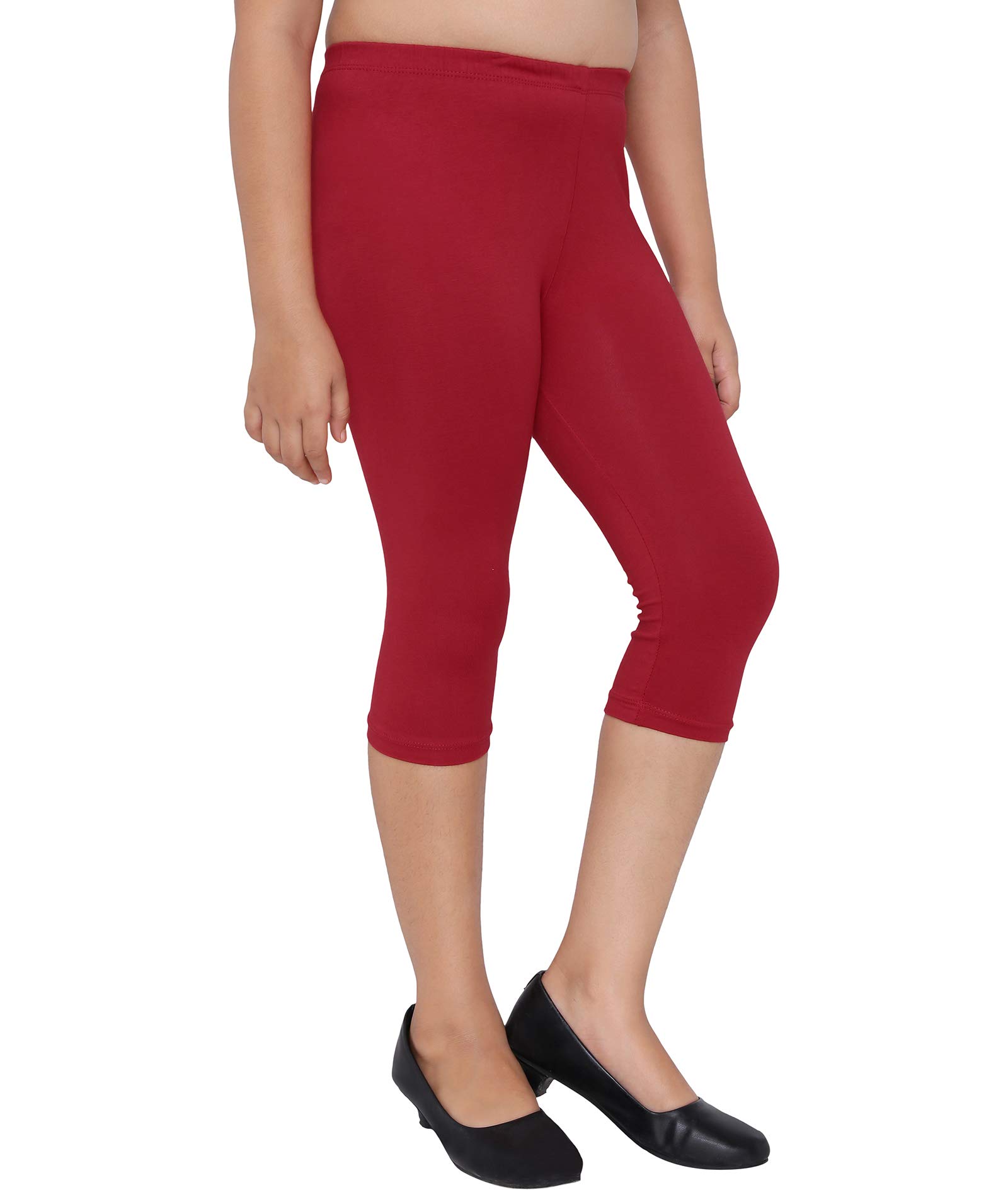 Robinbosky Premium Girls Capri Leggings Red, Yellow and Green Value Combo Pack of 3 (6-12 Months, Red, Golden Yellow and Leaf Green) - Image 4 thumbnail