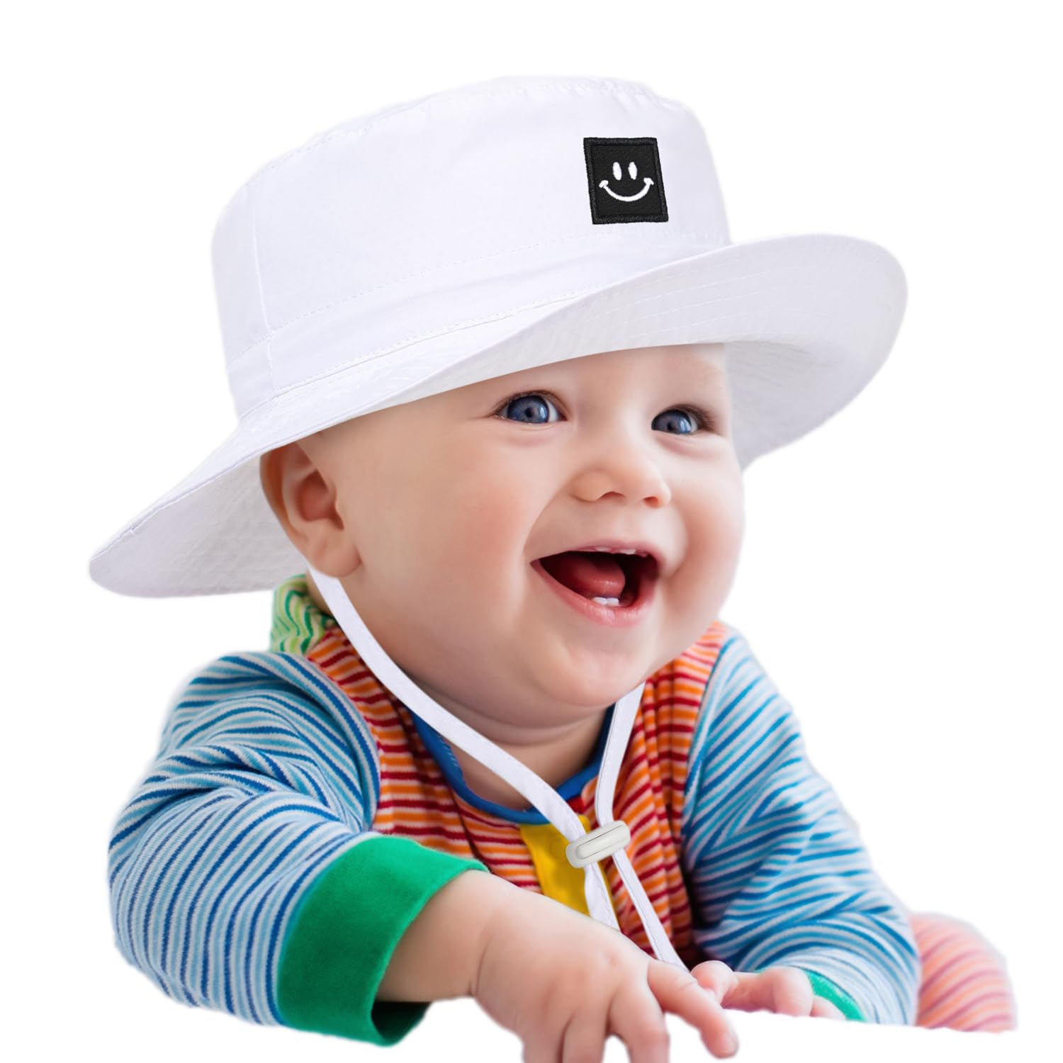 Baby Sun Hat, Newborn Toddler Foldable Beach Hat UPF 50+ Sun Protection Bucket Hat for Boys Girls Adjustable Cap