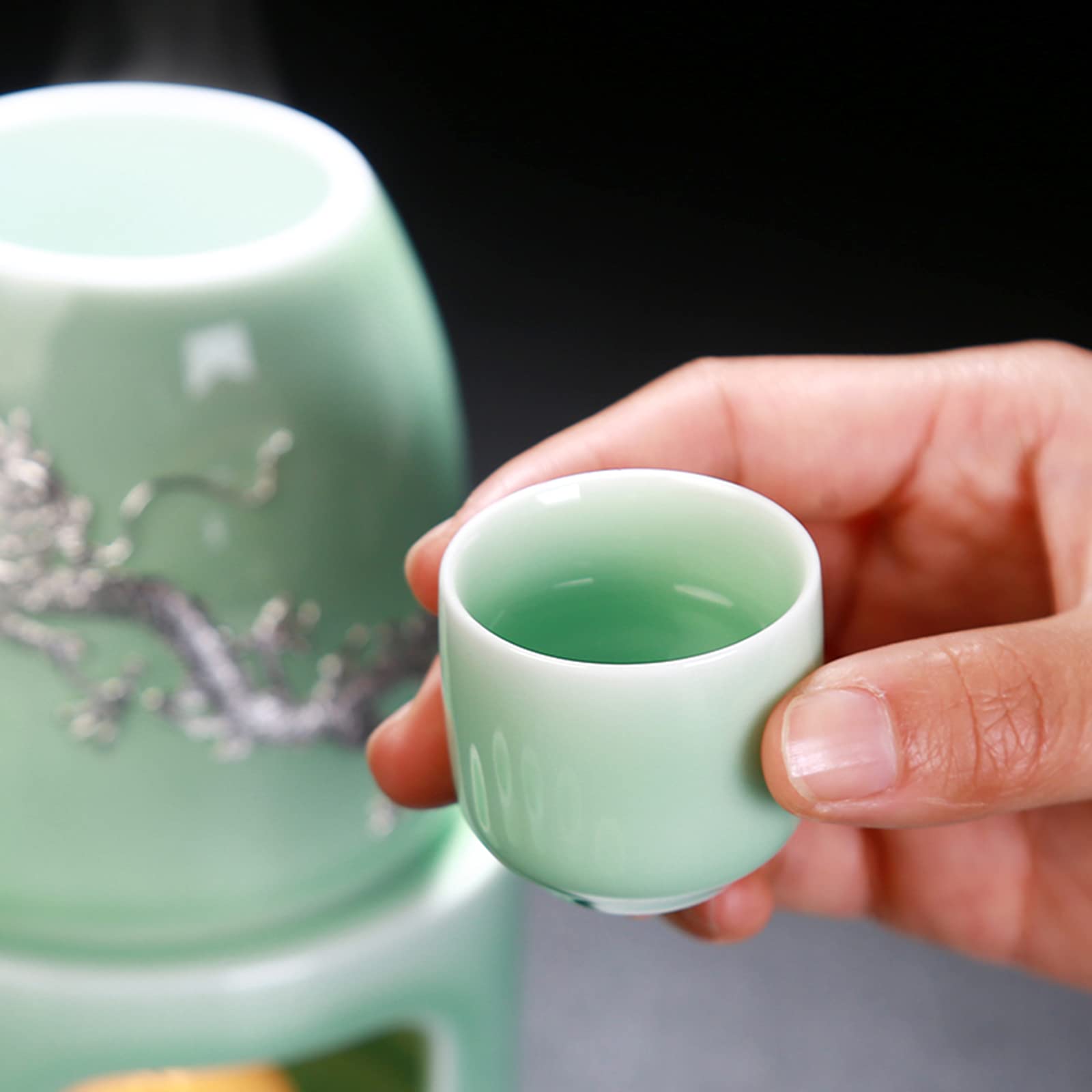 Amazon.co.jp: MIRUIKE 青磁酒セット 酒器付き ギフトボックス包装 9個