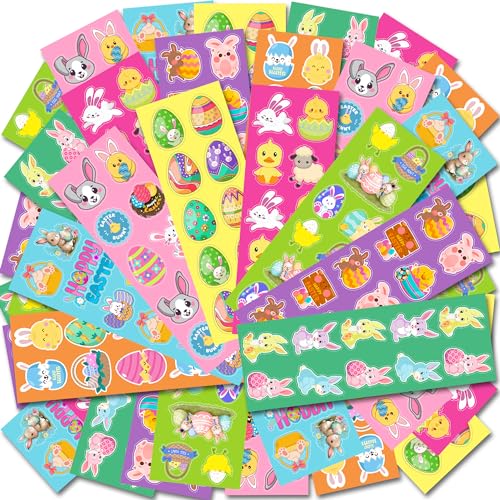 Easter Stickers for Kids - 400 Pcs Easter Basket Stuffers | Easters Gifts Decorations for Egg,Easters Crafts Activities Party Favors for Boys Girls...