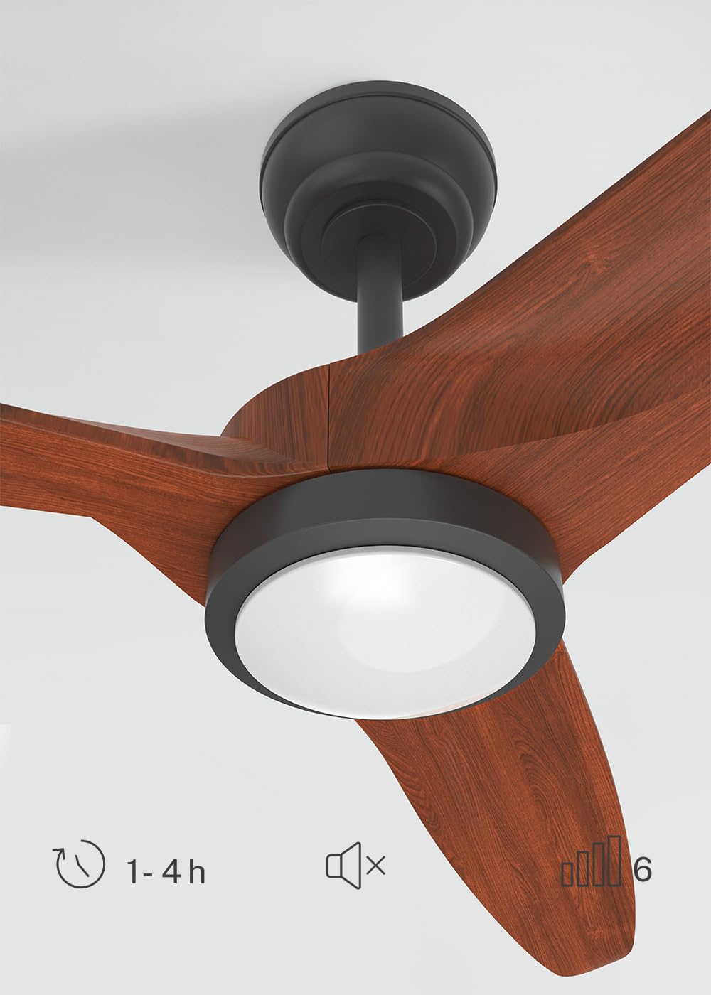 CREATE / WIND CENTURY/Ventilateur de plafond avec lumière noir bois foncé avec télécommande / 40W, programmable, Ø152 cm, 6 vitesses, fonction été-hiver, lumière LED 3 températures