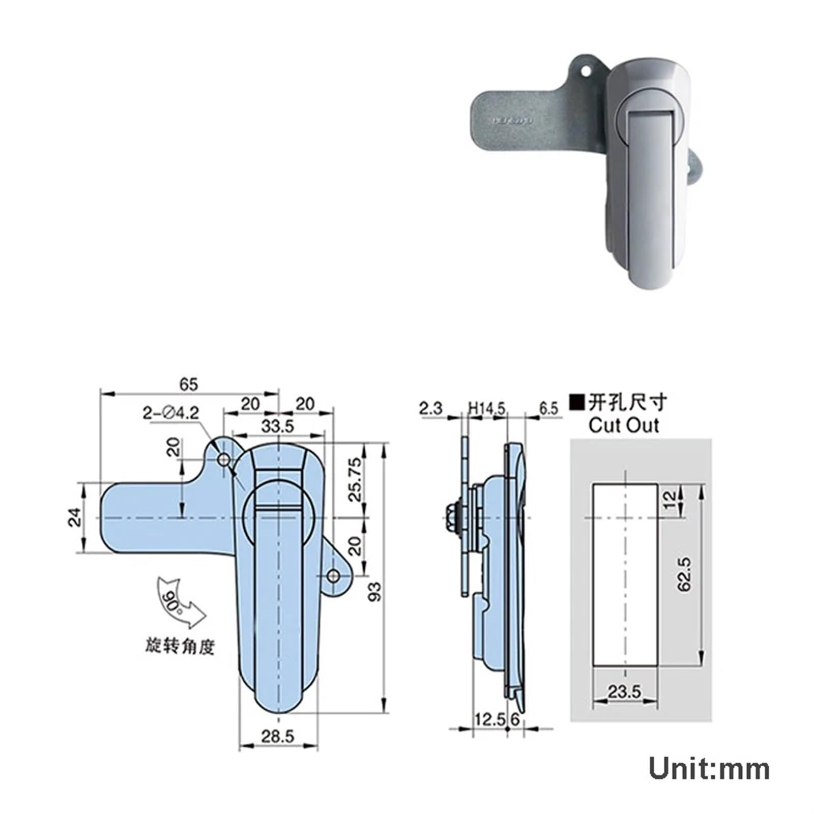 Cerradura con llave for manija de gabinete o sin llave for gabinete electrónico, taquilla de gimnasio, caja de metal, estantes de distribución, hardware Rarelock MS551 1 pieza(401-3-2)