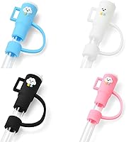 Vista 4 de ALINK Paquete de 4 popotes de repuesto y cubiertas para popotes Stanley de 40 onzas y 30 onzas, popotes transparentes de plástico reutilizables