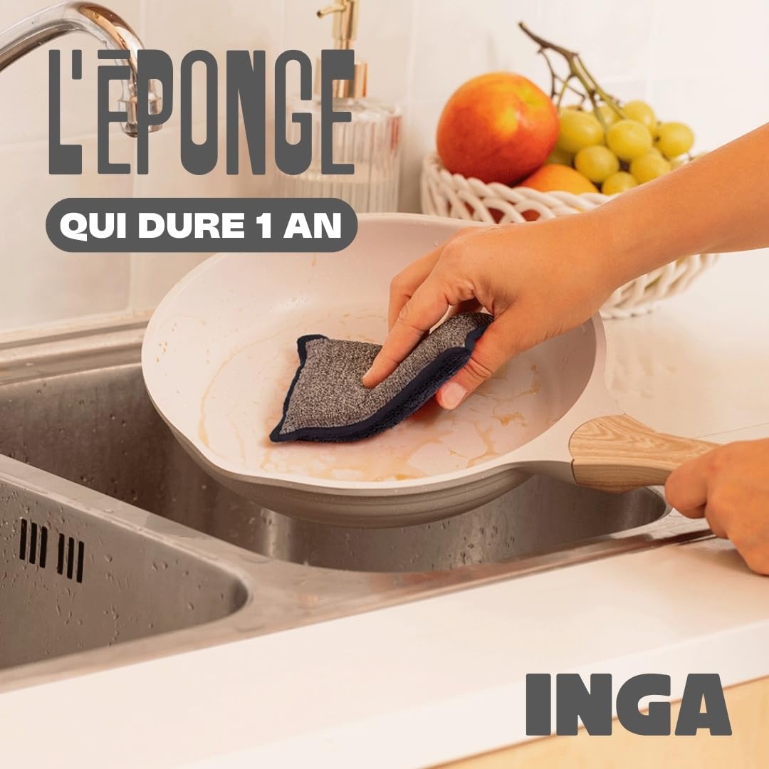 Eponges Réutilisables Lavables INGA 2 Pièces Fabriqué en Europe