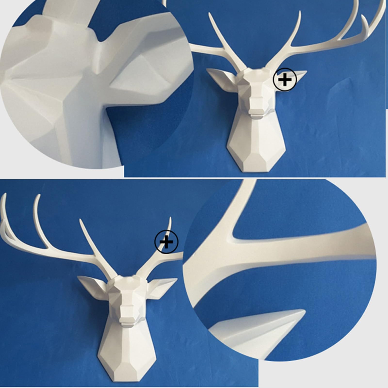 Künstliche Tierkopf Wanddeko, 3D Wanddekoration, Hirschkopf, Hirschkopf Wanddeko, Hirschkopf Geweih Wanddekoration, Wohnzimmer, Schlafzimmer Wand Skulptur Wandbehang Simulation(B)
