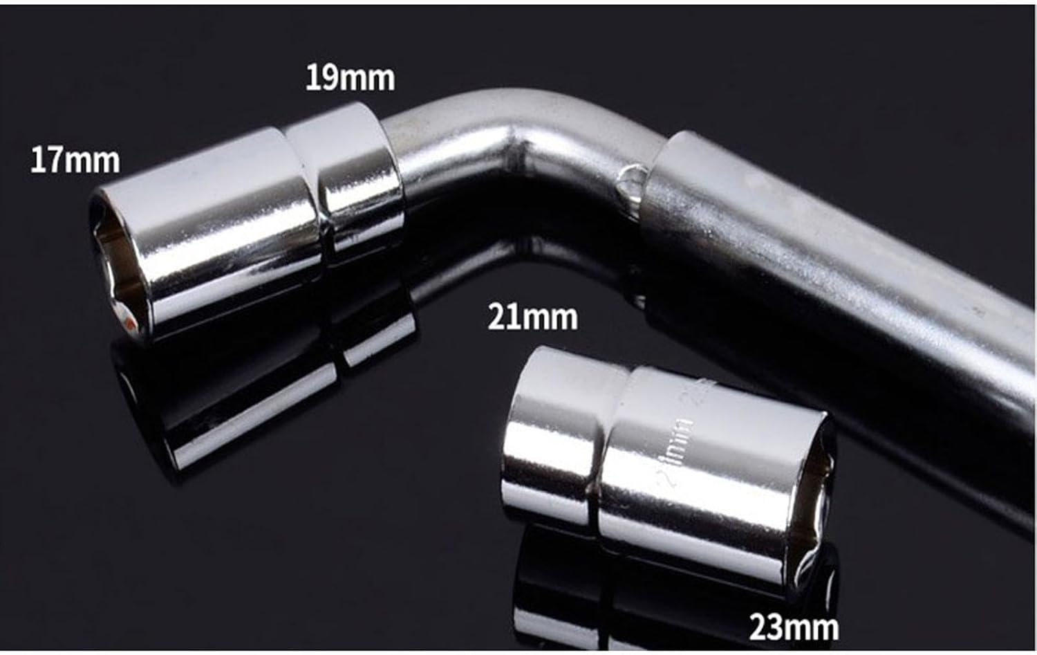 Telescoping Lug Wrench Extendable Wheel Brace Lug Nut Wrenchs Tire Repair Tools Wheel Nut Remover with 2 Sockets (17/19 mm, 21/23 mm), Easy to Use