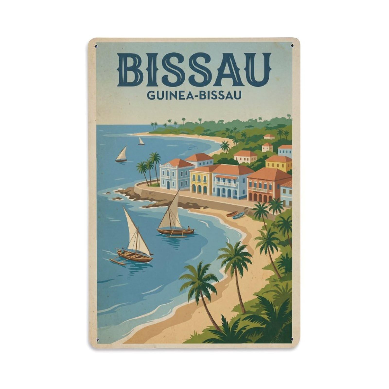 Gead 8X12inch Style Travel Retro Guinea Bissau Bissau Metal Tin Sign