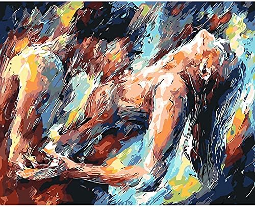 Essenburg Kit de pintura por números, pareja desnuda, 16 x 20 pulgadas, pintura al óleo digital acrílica por números para adultos, 4 piezas de