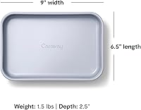 Vista 3 de Caraway Molde rectangular pequeño antiadherente de 9" x 6.5", no tóxico, sin PTFE ni PFOA, núcleo de acero aluminizado, bandeja para hornear