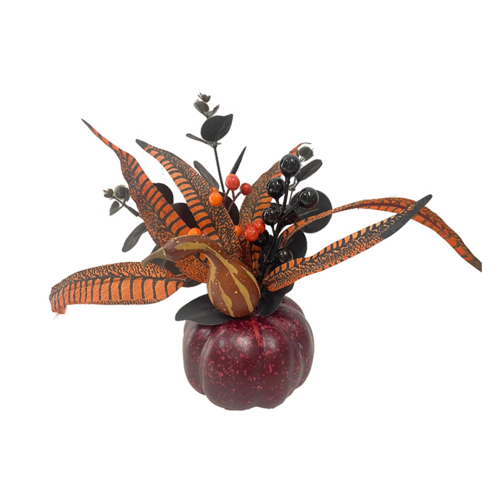 Elnwnnkc Pumpkin Sculpture for Vehicle Dashboard Table TV-Cabin Select Shop Display Cool Pumpkin with Leaves Figurines Leaves Party Supplies