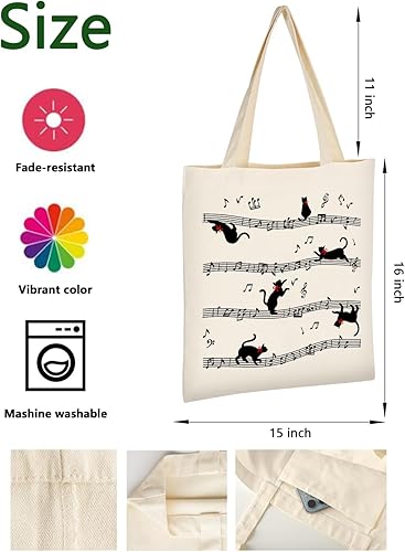 Miniatura 10 de AUSVKAI Bolsa de lona estética para mujer, lindas bolsas de algodón reutilizables de tela para la universidad, compras, playa, comestibles, regalos