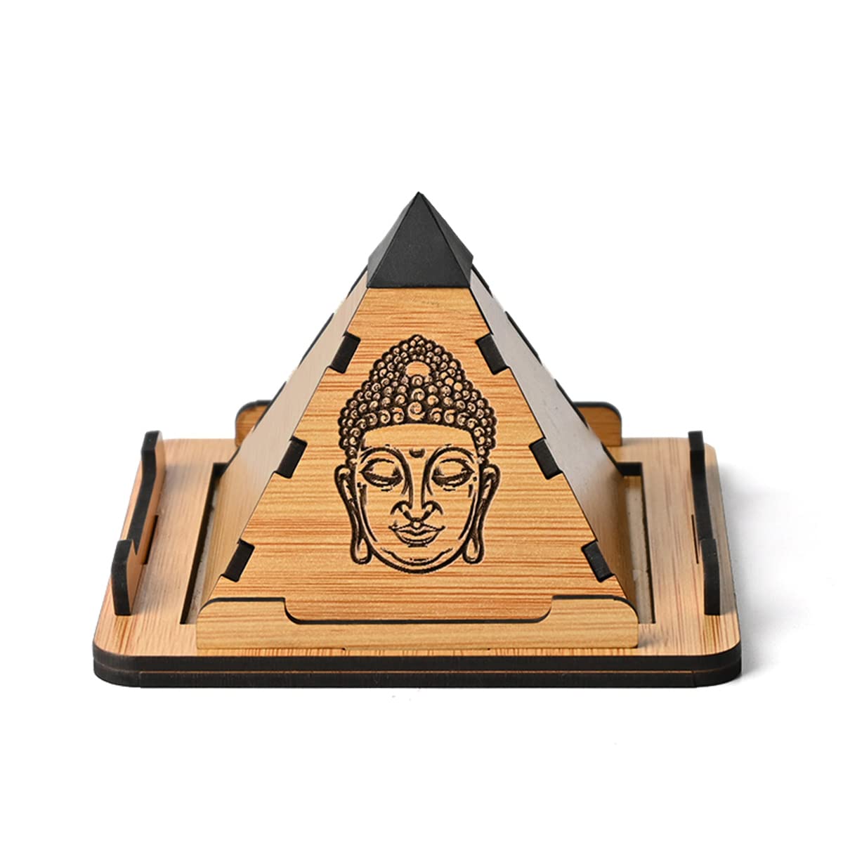 GKD Vastu Pyramid Mobile Stand with All Four Sides use Positive Energy Items for Home Office and Shop Also Phone Holder for Table and Good Luck Gifts (Bamboo Buddha)
