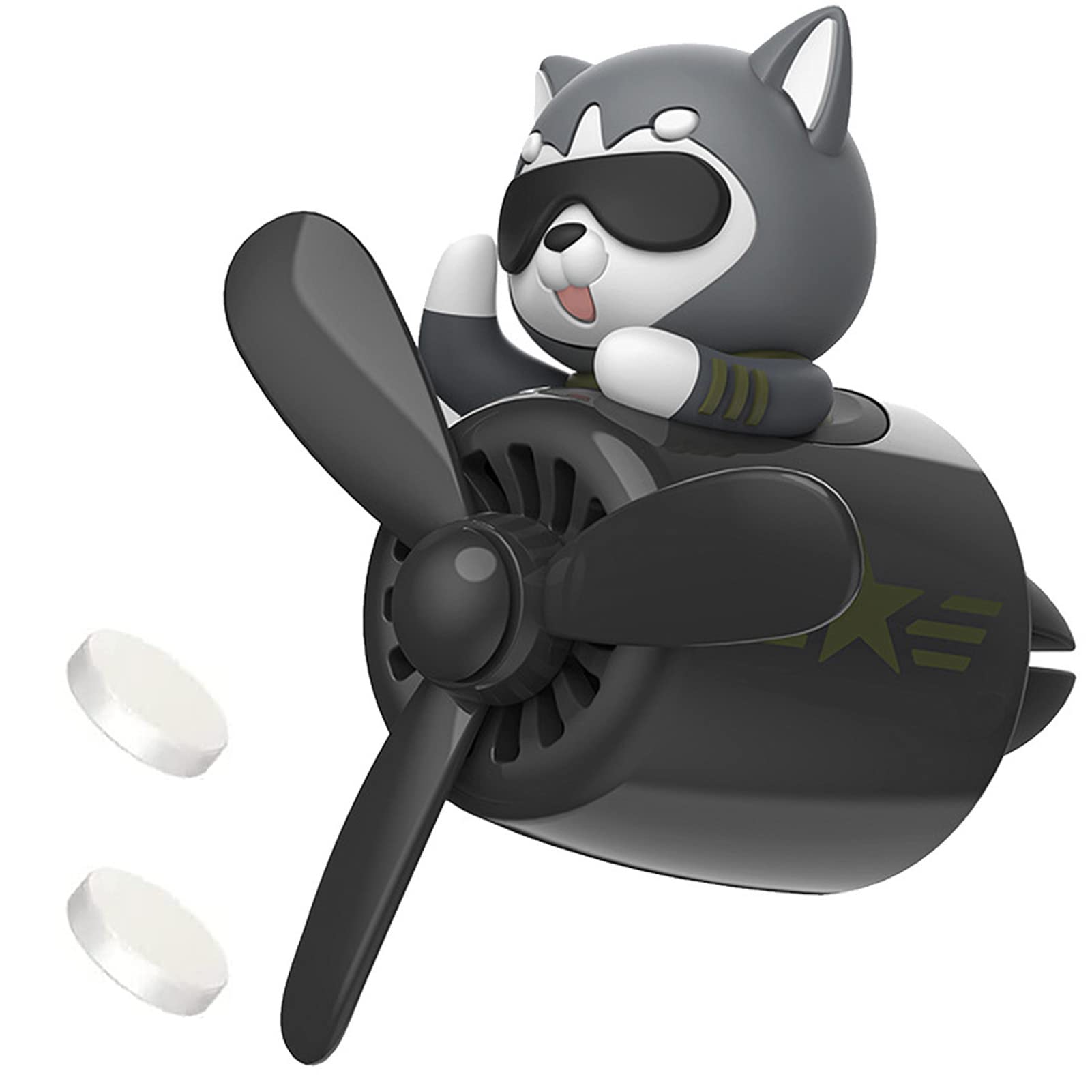 Pilot Car Air Freshener, Cute Cat Car Vent Clip Air Freshener with 2 Fragrant Tablets Automotive Air Outlet Fan Diffuser, Automotive Interiors Vent Decoration (style D)