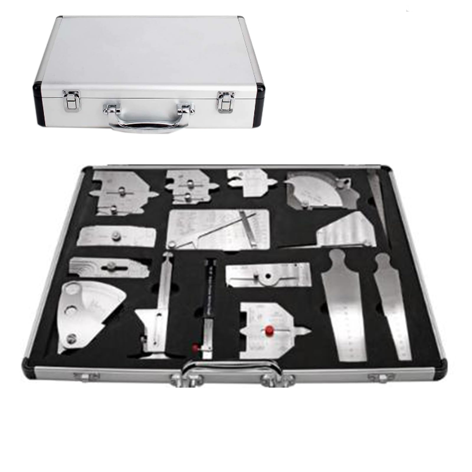 Kit d'outils d'inspection de soudage avec jauge d'échelle transparente de 16 pièces