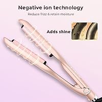 Vista 6 de Plancha rizadora rizadora, rizador de pelo de 2 barriles antiquemaduras, rizador de calentamiento rápido de 58 pulgadas, hierro ondulado de 0.63