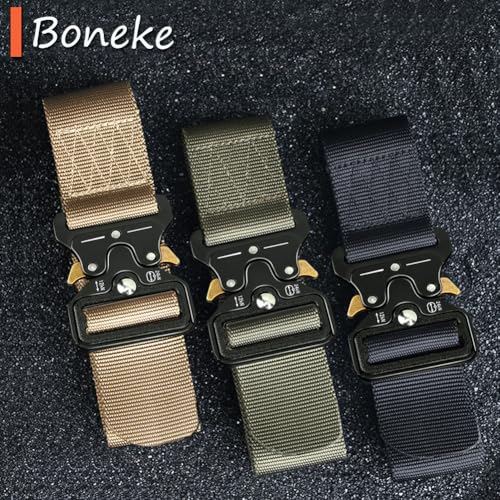 Military Belt, Men Tactical Belt with Quick Release Metal Buckle Ideal for military training and outdoor, police belts black4