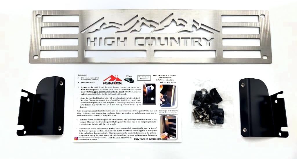 High Country Bumper Grille Insert - Brushed SS fits 2015-2019 Chevy 2500 3500 HD #400-130-3
