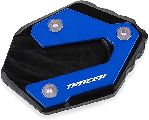 CNC aluminio Motorcycle Foot Side Stand Enlarge Kickstand Pad Support for Yamaha MT-09 Tracer 900 TRACER900 GT 2014-2021 (Color Blue Tracer Logo)
