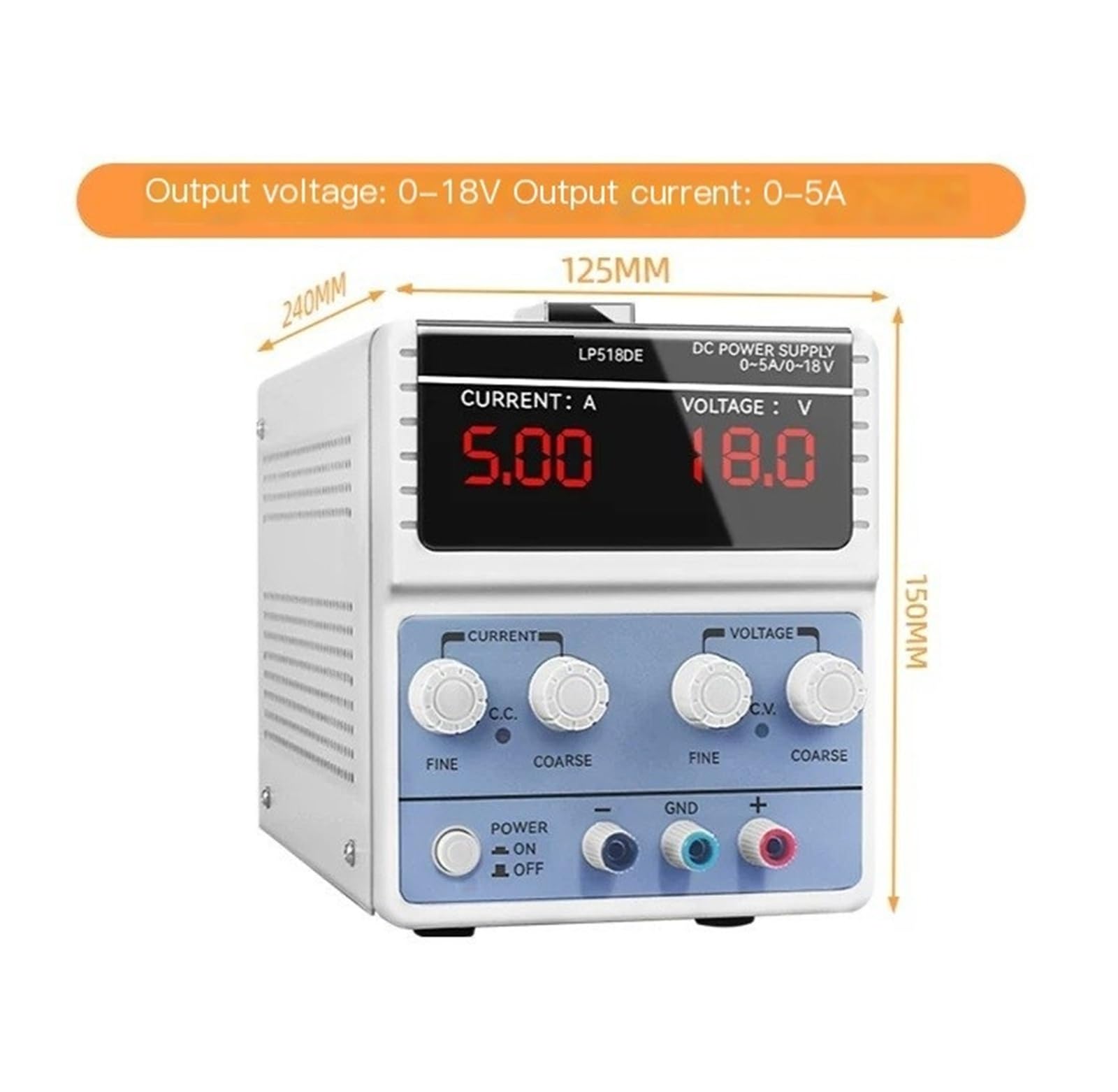 Fuente de alimentación Lineal LP518DE 18V 5A, Fuente de alimentación CC Lineal Ajustable