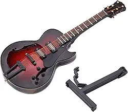 Guitarra em miniatura, decoração de mini guitarra Guitarras em miniatura clássicas colecionáveis ​​Réplica de instrumentos musicais em miniatura com suporte e estojo Basswood Mini (Modelo 18cm)