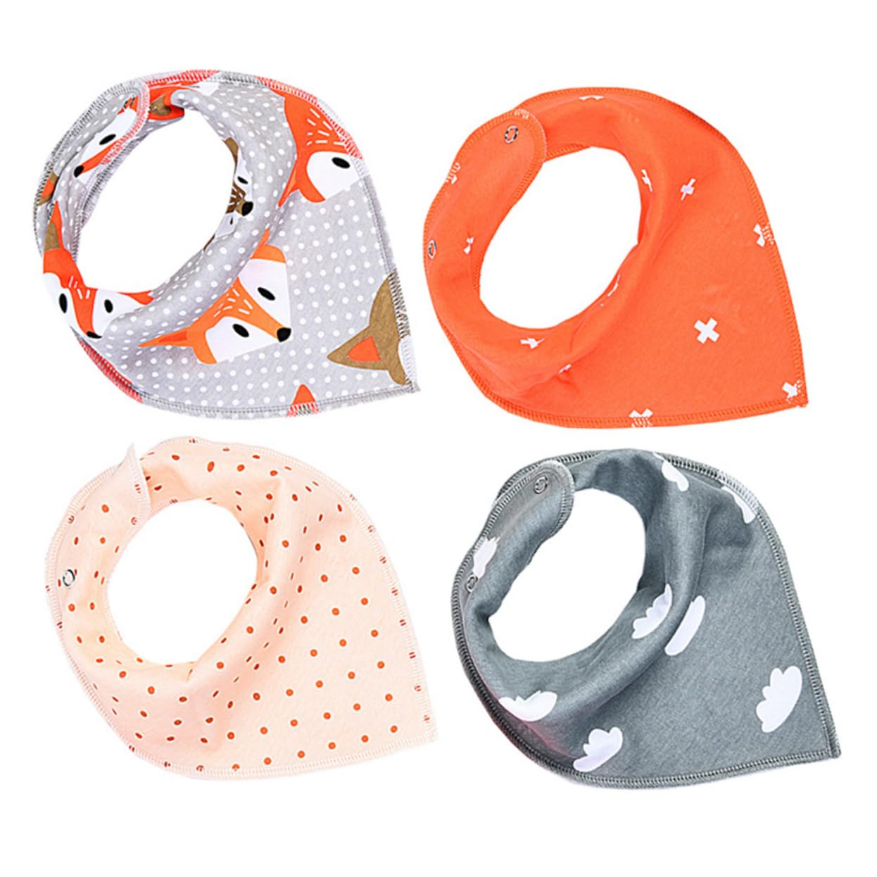 Abaodam 12pezzi Bavaglini Unisex Per Asciugamani Assorbenti Per Saliva Triangolari Chiusura Snap Bavaglini Per