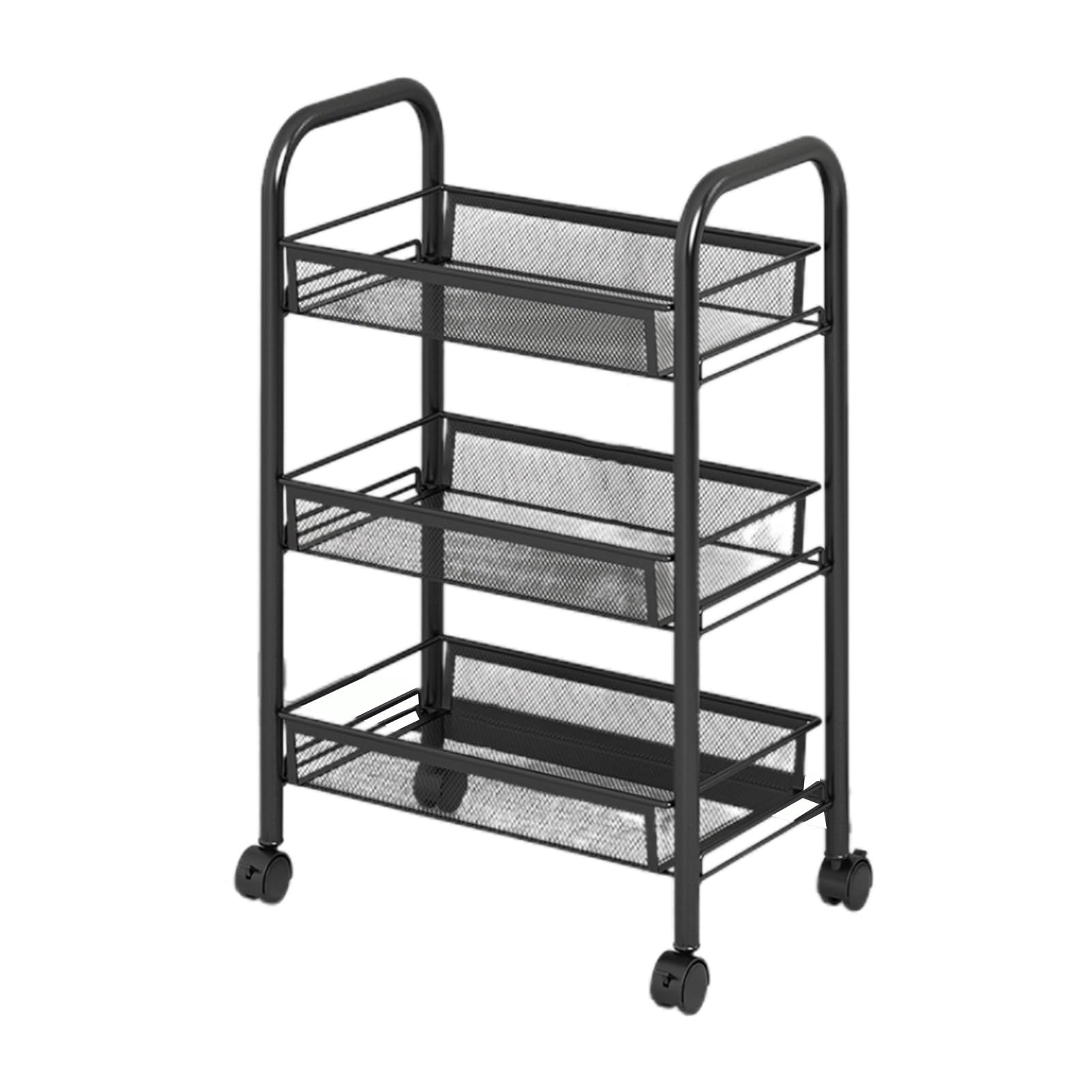 Barbershop Beauty Trolley Multi-Purpose Trolley Wheeled Trolley,Multi-Layer Storage Large Storage Capacity Durable Layered Storage with 4 Casters,Suitable for Salon Spa Tattoo(Black)