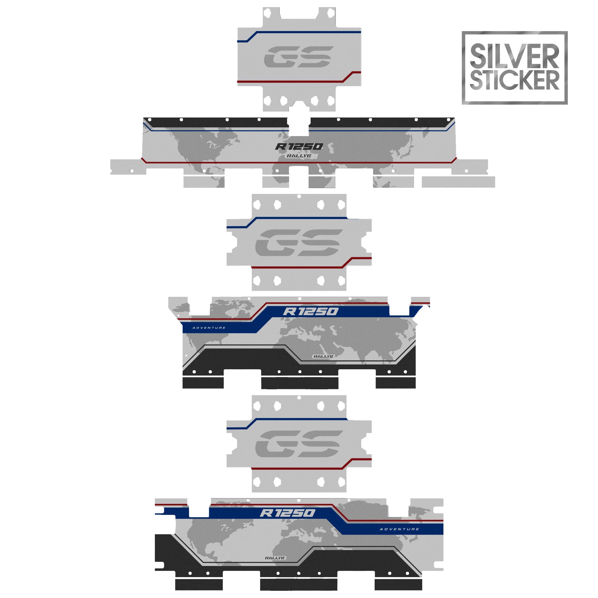 Az Graphishop Kit Protezioni Adesivi Valigie Rivestimento Completo Compatibile Con BMW Alu 2° Modello R 1250 GS Adventure Rallye VA2-FM-079