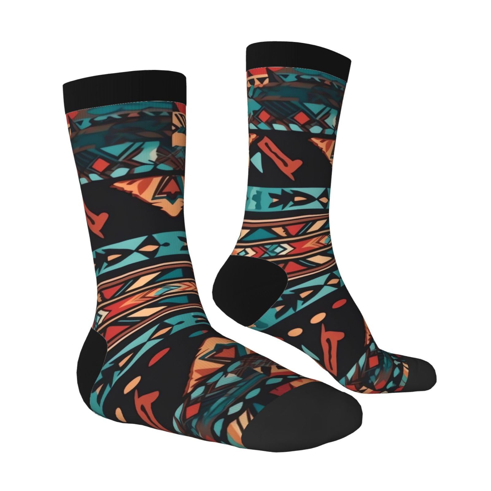 LZQPOEAS Navajo tribal pattern Athletic Socks Unisex Cushioned Crew Socks Hiking Running Calf Sock Soft Above Ankle Sock