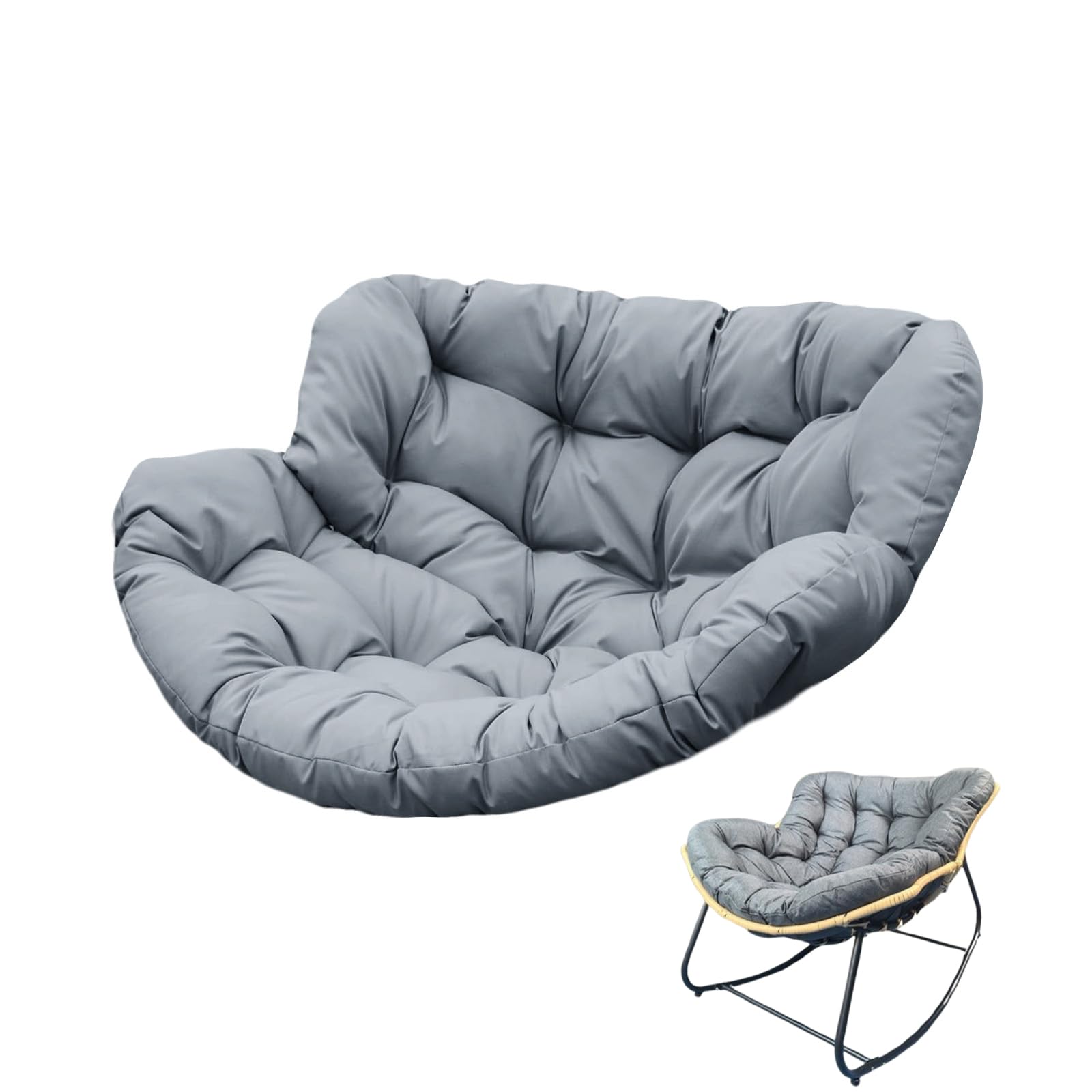 LKLNKVL hanging chair cushion, Rattan Wicker Lounge Chair, Soft Patio Hanging Cushion Pad for Outdoor Indoor Egg Basket(Dark Gray,125X115)