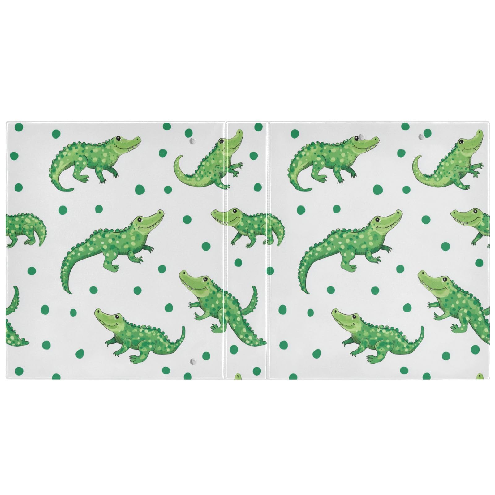 Kcldeci Raccoglitore a 3 anelli con copertina rigida, motivo coccodrilli verdi, 3,8 cm, 200 fogli, per ufficio, casa, rientro a scuola, confezione da 2