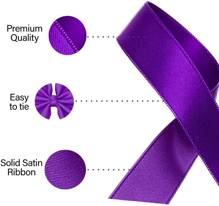 SR- Full Reel 10mm Double Faced Satin Ribbon, 20 Metres on Reel - Purple