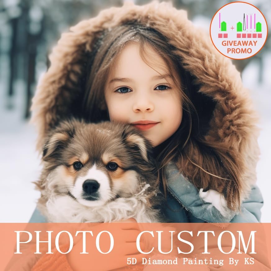 Gasic Diamond Painting Personalised Custom Private Photo, 5D Diamonds Art for Adults, Personalized Photo Customized Diamond Painting, Private Custom Your Picture, 40X40cm, Round Drill