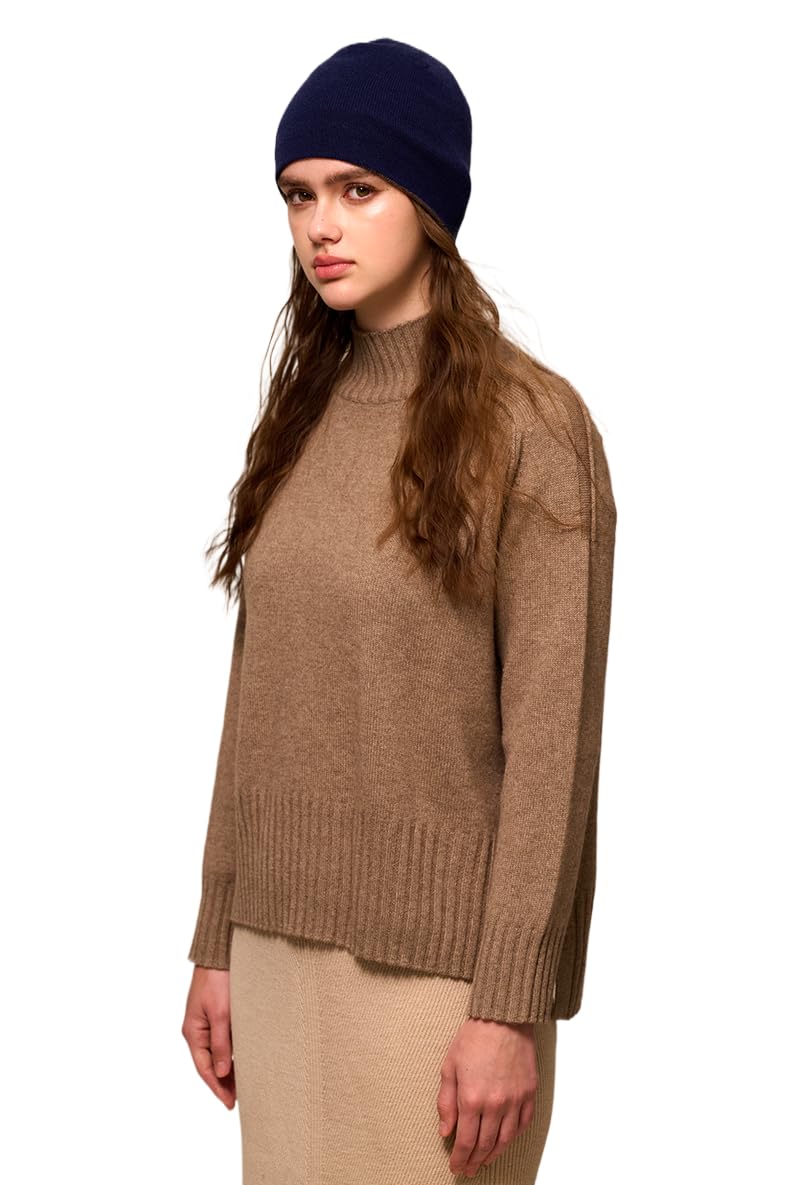Berretto Invernale Reversibile a 2 Strati 100% Cashmere Berretto a 2 Colori da Donna