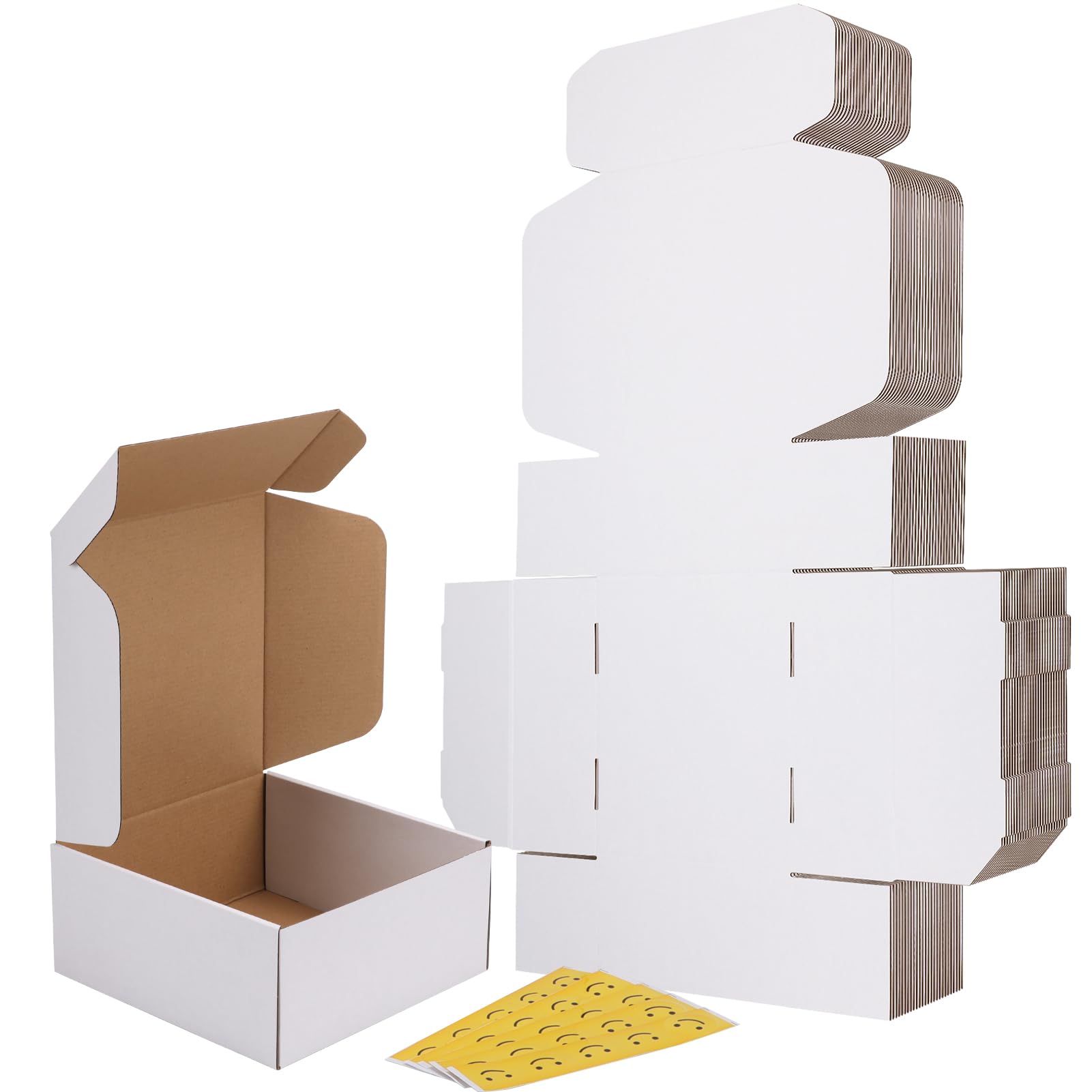 RLAVBL 25 Pack 229x229x102 mm (9x9x4 in) Shipping Boxes Small White Corrugated Cardboard Box for Packing Mailing — image 1