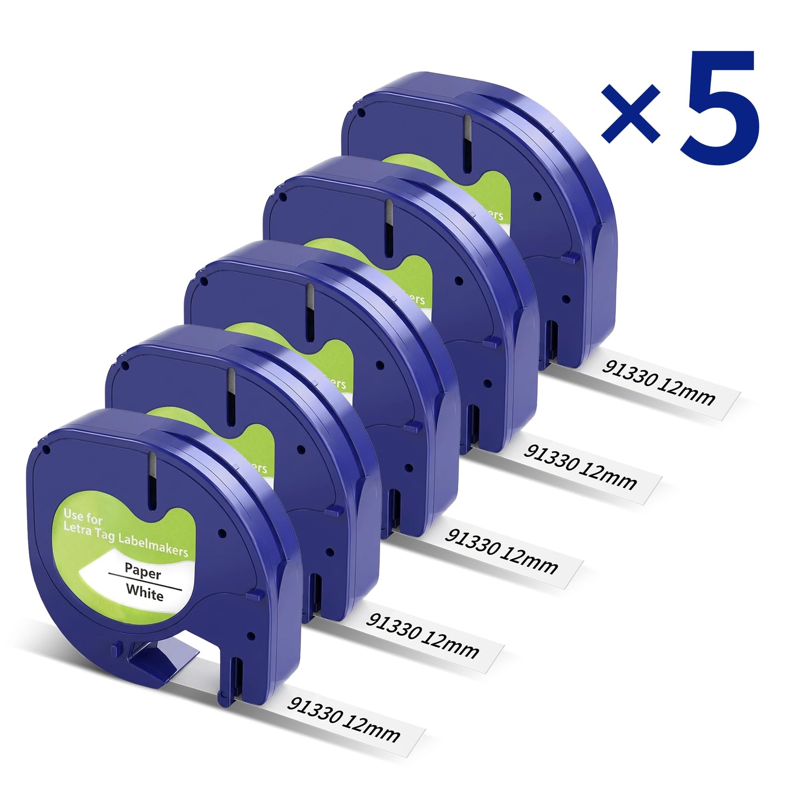Replace for Dymo Letratag Refills Black on White Paper Label Maker Tape 5PK | Easy Peel C…